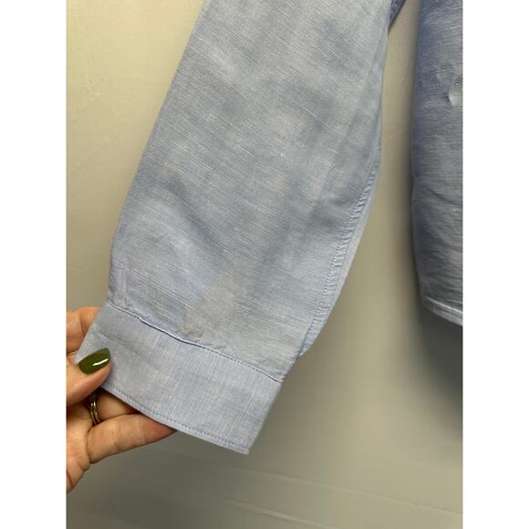 Banana Republic 100% Linen Button Front Shirt Light Blue Quinn Fit Women Small - Picture 2 of 9